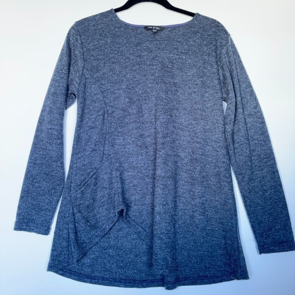 Yak & Yeti Womens Small Blue Marl Knit Tunic Sweater Made in Nepal Boho Fuzzy